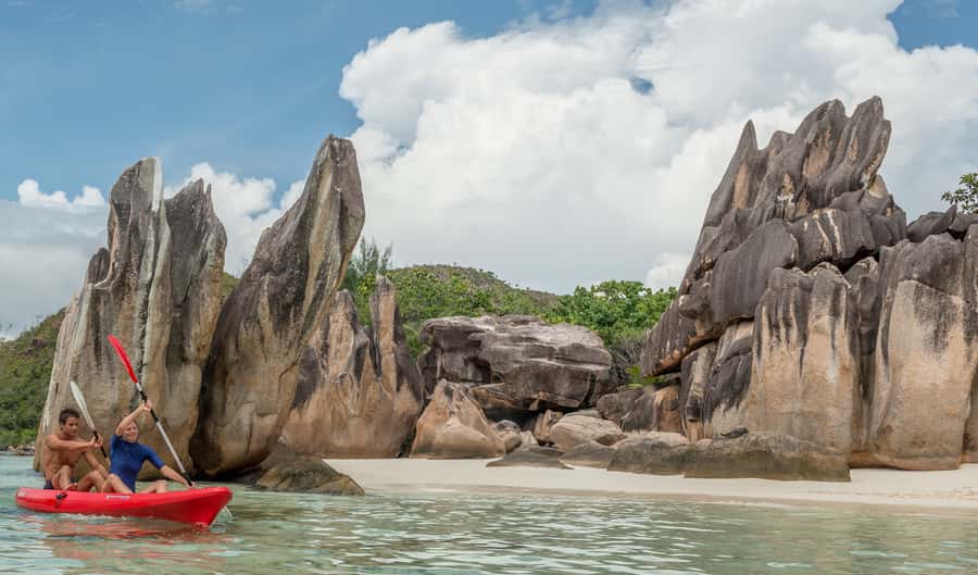 From Praslin: Cousin, Curieuse & St Pierre Islands Day Tour - St Pierre snorkeling, vests for beginners, and the one variable to plan for