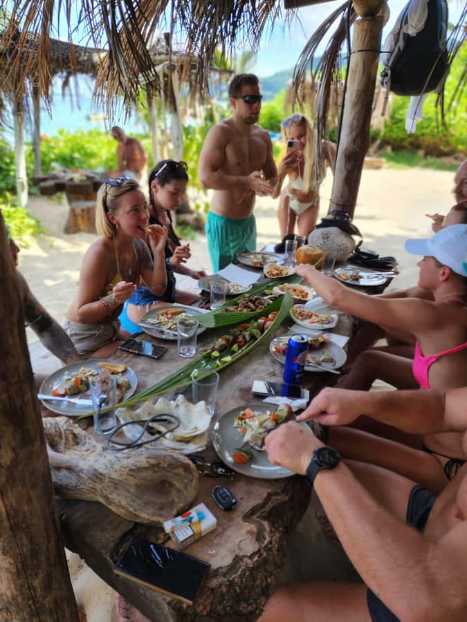 Glassbottom boat & Crystalkayak SteAnneMarinePark Snorkeling - Fish Feeding and the First Snorkel Stop