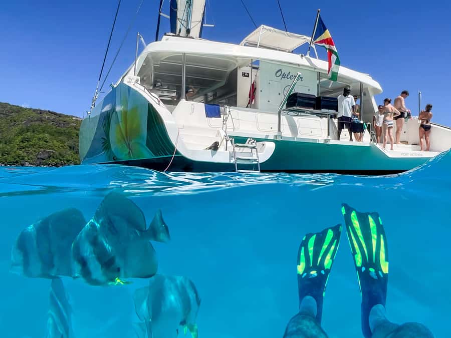 Mahé: Baie Ternay Park Catamaran Cruise with BBQ Lunch - What the BBQ Lunch Looks Like On Board